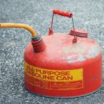 Red all purpose gasoline can for proper gasoline storage