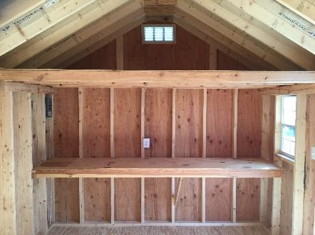 loft and workbench in shed